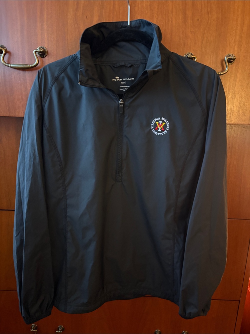 Peter Millar Black Half-Zip Windbreaker with Embroidered VMI